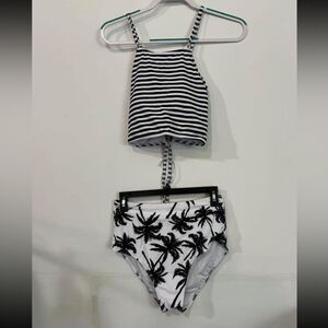 NEW Striped and Palm Tree Bikini Set